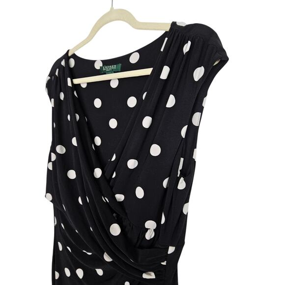 Lauren Ralph Lauren Womens Sheath Dress Classic Polka Dot Preppy Size 16 Stretch - Picture 4 of 7